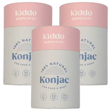 kiddo 100%天然蒟蒻海綿組，適用於臉部和身體, 淨白, 3組