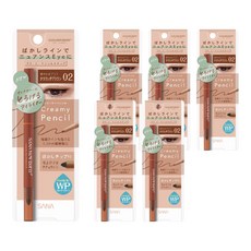 SANA 莎娜 New Born 絲滑魅柔眼線筆 1.5mm超極細筆芯 附暈染海綿棒頭 防水設計, 02 焦糖棕, 6件