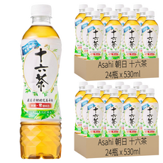 Asahi 朝日 十六茶 經典無糖零咖啡因複方茶, 16種天然素材, 無糖清新回甘, 530ml, 48瓶