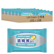 Let-Green 立得清 酒精擦濕巾, 1入, 18包