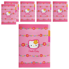 sun-star Hello Kitty 50週年L型A5三夾層資料夾 155 x 1 x 220mm, 花系風格, 6個