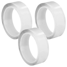 加厚無痕奈米定物膠帶 2m 透明色 3捲, 強力黏貼，可水洗重複使用