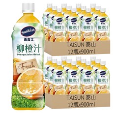 TAISUN 泰山 Sunkist 香吉士 柳橙果汁飲料, 900ml, 24瓶