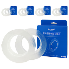 Tamsaa 透明膠帶 3mx2入組 超強力萬用矽膠雙面膠帶 韓國製造 可重複使用 不留殘膠, 透明, 5盒