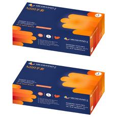 MEDIHAND 美恆 NBR鑽石紋手套 極厚款 100個, L, 2盒, 橘色
