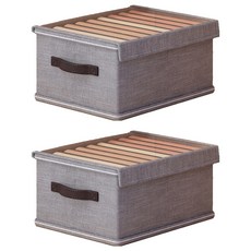 小麥購物 帶蓋大容量日式布藝可折疊衣物收納盒 9格 L2403, 灰色, 2個