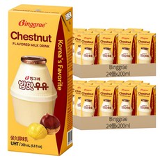 Binggrae 栗子牛奶 保久調味乳, 200ml, 48個
