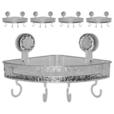 FANCY LIFE 吸盤式收納置物架 三角款, 透明灰, 5個, 免釘免鑽浴室收納