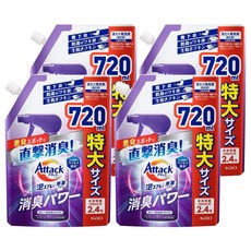 Attack 一匙靈泡沫衣物除菌消臭清潔噴霧補充包 皂香, 720ml, 4包