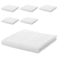 hiorie 日本桃雪 居家毛巾, 耐用度高 吸水力強 手感柔軟舒適 今治認證 厚實柔軟 色調沉穩, 白色, 6條