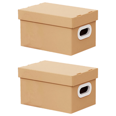 AHOYE 牛皮盒文件整理箱 (33 x 22 x 18cm) 文件收納盒, 2個, 單一顏色