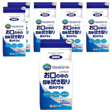 白十字 口腔清潔濕巾 替換裝 100片, 6包