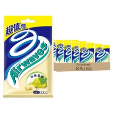 Airwaves 超涼無糖口香糖 超值包 冰釀葡萄口味, 62g, 10包