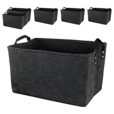 Craftsman In Storage 收納職人 日式簡約質感毛氈收納籃, 質感黑, 6個