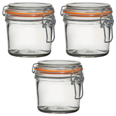 utopia 扣式玻璃密封罐 橘色 350ml, 3入, 密封保鮮, 玻璃材質易清洗, 3個