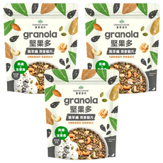 GRANOLA HOUSE 宴麥森林 堅果多 脆萃纖燕麥穀片 黑芝麻堅果, 含6種堅果穀籽, 膳食纖維, 250g, 3包