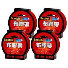 3M Scotch 防水布膠帶 特殊布紋 輕輕鬆手撕, 紅色, 4個