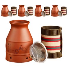 YAOCHEN 瑤辰 仙草艾紫砂艾灸罐套装 含濾灰網 + 濾煙罩 + 隔熱套, 5組