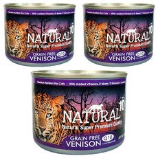 NATURAL 10+原野主食罐 鮮鹿 185g 貓咪主食 濕糧 無穀, 3罐