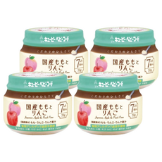 kewpie 極上嚴選日本蘋果蜜桃泥7M (蘋果/蜜桃) 70g x 4罐組，日本進口，寶寶副食品首選, 混和口味(蘋果/蜜桃), 4罐