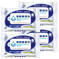 KU.KU Duckbill 酷咕鴨 酒精擦濕巾 有效抗菌率99.9% 抽取式濕巾, 20張, 4包