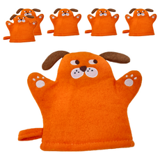 兒童動物造型搓澡手套, 小橘狗, 1個, 6個