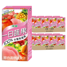 波蜜 一日蔬果 100%水蜜桃蘋果蔬果汁 無添加砂糖、色素、防腐劑, 160ml, 48入