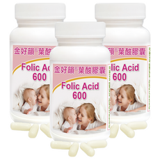 Healthwomen 赫而司 金好韻葉酸膠囊 鈣備孕/孕前補養配方, 3罐, 90顆