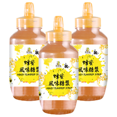 尋蜜趣 蜂蜜風味糖漿擠壓瓶 塑膠擠壓瓶裝 適用於各式料理與飲品, 1kg, 3瓶