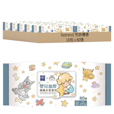fastrend 芳詩傳德 X Duga & Hook 嬰兒加厚超純水柔濕巾 150 x 200mm, 80張, 16包