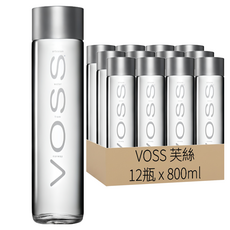 VOSS 芙絲 挪威天然礦泉水 玻璃瓶裝 歐洲進口, 800ml, 12瓶