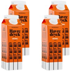 HAVREDALS 原味燕麥奶, 100%瑞典燕麥, 無糖分添加, 不含乳糖, 1L, 4瓶