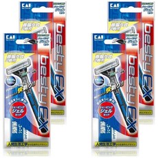 貝印 男用雙刃刮鬍刀附刮鬍膠 刀片鋒利 呵護肌膚 靈活刀頭 舒適握柄 經濟實惠 旅行便攜, 1支, 4支