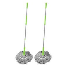 免手洗擰水旋轉拖把 輕鬆給水 一擰即乾 使用方便 懸掛收納設計 不占空間 強效吸水 清潔更高效, 2支