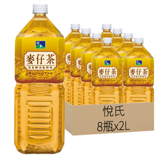 悅氏 礦泉茶品 麥仔茶 消暑解渴, 2L, 8瓶