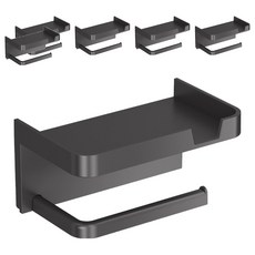 Balgeunliving 免打孔置物架式衛生紙架, 黑色, 6個