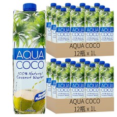 AQUA COCO 100%椰子水, 1L, 24瓶