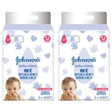Johnson's 嬌生 嬰兒純水柔濕巾 一般型 3包 Set，低敏, 無酒精, 柔軟細緻, 2袋