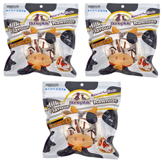 Boneplus 雙色牛奶牛皮骨結4吋,牛奶,210g,3包 - 狗狗潔牙零食,天然牛皮耐嚼,多種尺寸可選
