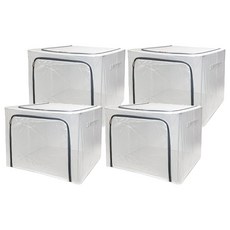 透明防水收納箱 尼龍網紗加粗鋼架 大容量儲物空間 雙邊開口, 80L, 隨機出貨, 4個