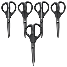 KOKUYO 國譽 SAXA 空氣彈力剪刀 氟加工 直刃, 黑色, 5支