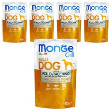 monGe 瑪恩吉 Gril炙燒肉塊無穀主食犬餐包 成犬, 雞肉+火雞肉, 100g, 5包