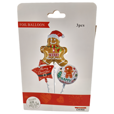 氣球三件套 聖誕節裝飾鋁箔氣球, 薑餅人, 1組