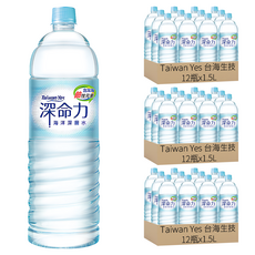 Taiwan Yes 台海生技 深命力 鹼性元素海洋深層水, 1.5L, 36瓶