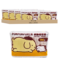 布丁狗 紙軸棉花棒 200支 100%純棉 清潔耳部及眼部化妝, 8包