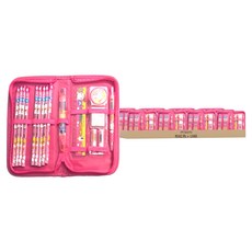 misoro 4000拉鍊盒文具組, 粉紅色, 18組