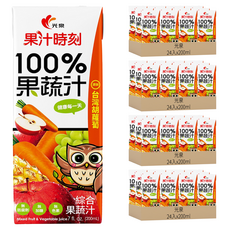 光泉 果汁時刻 100%綜合果蔬汁, 200ml, 96入