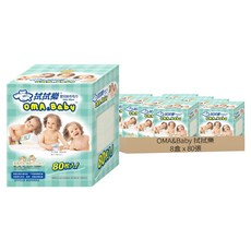 拭拭樂 嬰兒紗布毛巾80枚入, 乾濕兩用, 超細纖維設計, 大面積設計, 無添加螢光劑, 1入, 8盒