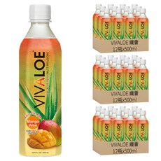 VIVALOE 纖薈 芒果蘆薈風味飲 寶特瓶, 500ml, 36瓶