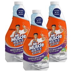 Mr Muscle 威猛先生 浴室全效清潔劑 補充瓶 100%強效除皂垢 超潔淨溫和不刺激, 500g, 3瓶